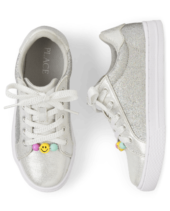 Aarde prototype biologie Girls Beaded Glitter Faux Leather Low Top Sneakers | The Children's Place -  SILVER
