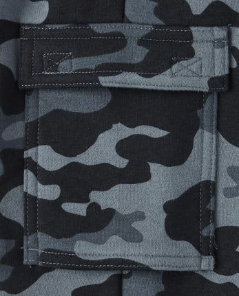 Boys Camo Fleece Cargo Jogger Pants