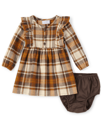 Baby Girls Matching Family Long Sleeve Plaid Flannel Woven Shirt