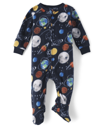 Baby And Toddler Boys Space Fleece Footed One Piece Pajamas