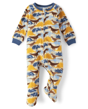 Pijamas de una pieza con patas de polar Dino para bebés y niños pequeños