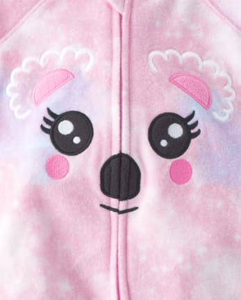 Pijamas de una pieza con patas de forro polar con cara de koala para bebés y niñas pequeñas