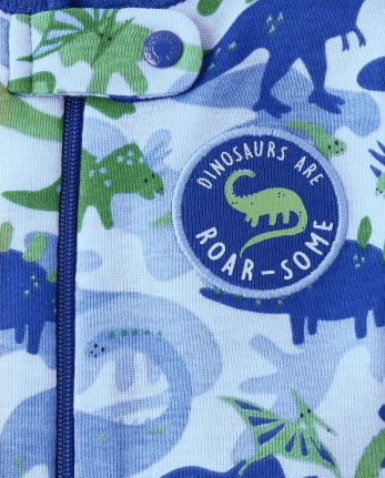 Pyjama une pièce à pieds en coton coupe ajustée Dino Camo pour bébés et tout-petits garçons