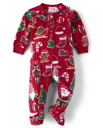 Unisex Baby And Toddler Matching Family Christmas Fleece Footed One Piece Pajamas