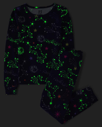 Girls Glow In The Dark Long Sleeve Unicorn Galaxy Snug Fit Cotton