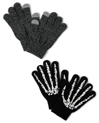 Garçons Glow Skeleton Gants Textos 2-Pack