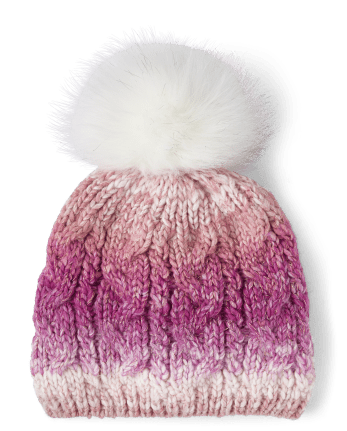 I'm Here Pom Pom Hat - Blue, Pink, Red - Size 0/3m – Merriment On Main