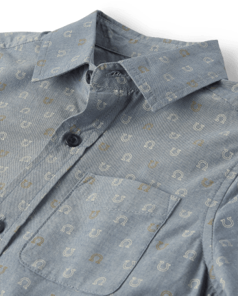 Boys Horseshoe Poplin Button Up Shirt