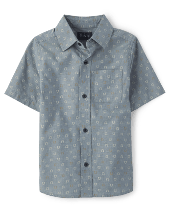 Boys Horseshoe Poplin Button Up Shirt