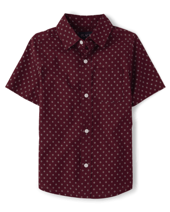 Boys Print Poplin Button Up Shirt