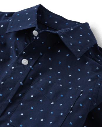 Boys Print Poplin Button Up Shirt