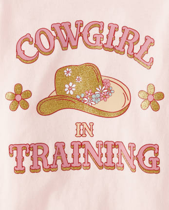 Camiseta con estampado de vaquera para bebés y niñas pequeñas