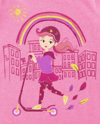 Camiseta con estampado de scooter para bebés y niñas pequeñas