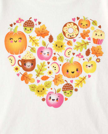 Baby And Toddler Girls Thanksgiving Heart Graphic Tee