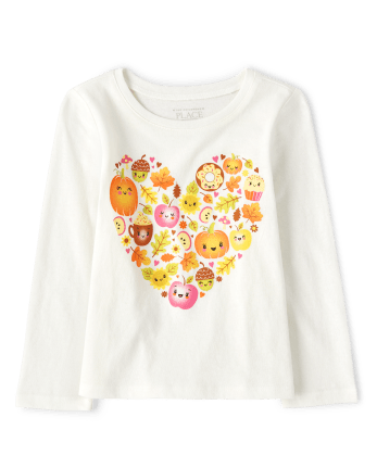 Baby And Toddler Girls Thanksgiving Heart Graphic Tee