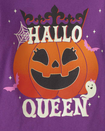 Baby And Toddler Girls Glow Hallo Queen Graphic Tee