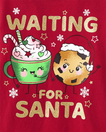 Baby And Toddler Girls Waiting For Santa Graphic Tee