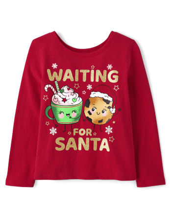 Baby And Toddler Girls Waiting For Santa Graphic Tee