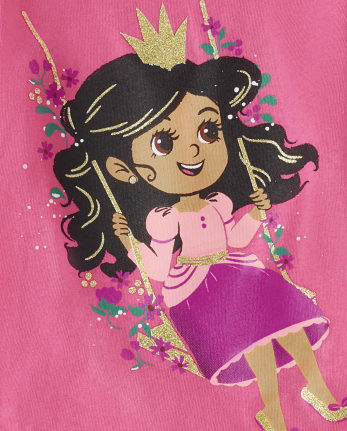 Paquete de 2 camisetas con estampado de princesa para bebés y niñas pequeñas
