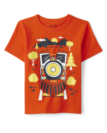 Baby And Toddler Boys Short Sleeve Train Graphic Tee RED The