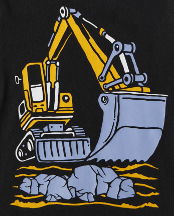 Camiseta con gráfico de camión de construcción para bebés y niños pequeños