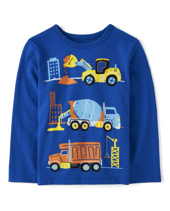 Baby And Toddler Boys Long Sleeve Construction Trucks Graphic Tee | The ...