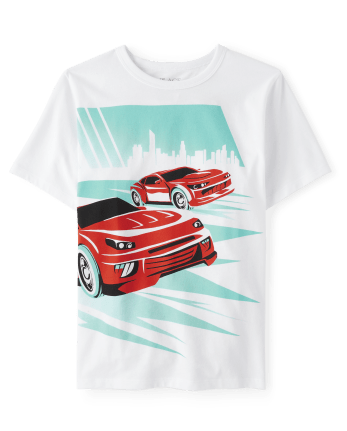 Camiseta con gráfico de autos deportivos para niño