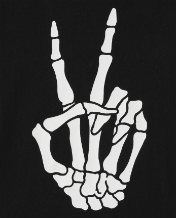 Kids Glow Skeleton Peace Sign Graphic Tee