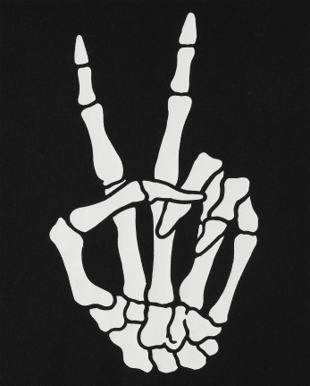 Unisex Kids Glow Skeleton Peace Sign Graphic Tee