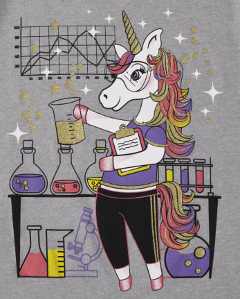 Girls Unicorn Scientist Graphic Tee