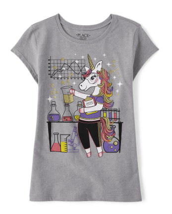Girls Unicorn Scientist Graphic Tee