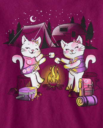 Girls Campfire Cats Graphic Tee