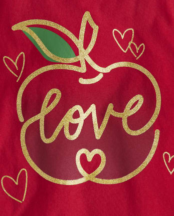 Camiseta para niñas con gráfico Apple Love