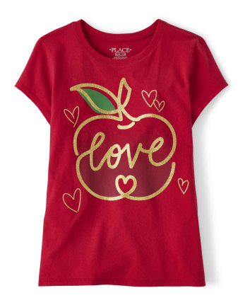 Camiseta para niñas con gráfico Apple Love