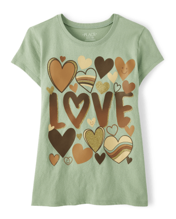 Girls Short Sleeve Love Hearts Graphic Tee | The Children's Place ...
