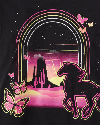 Camiseta con estampado de caballo para niñas