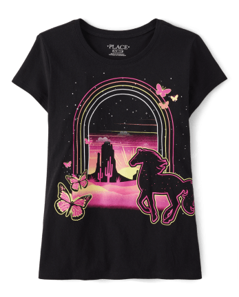 Camiseta con estampado de caballo para niñas