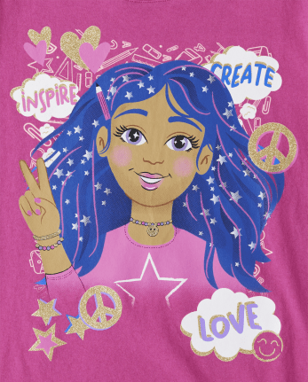 Camiseta con estampado de niña