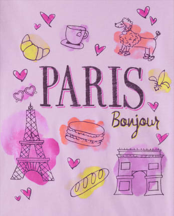 Camiseta estampada Paris Bonjour para niñas