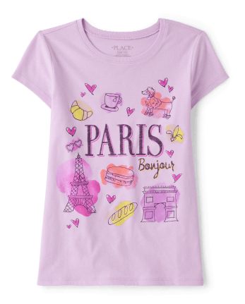 Camiseta estampada Paris Bonjour para niñas