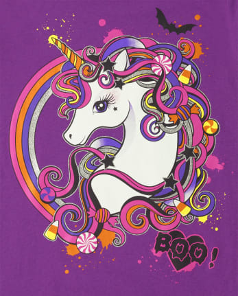 Camiseta con estampado de unicornio de Halloween para niñas