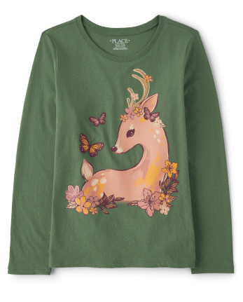 Girls Deer Graphic Tee
