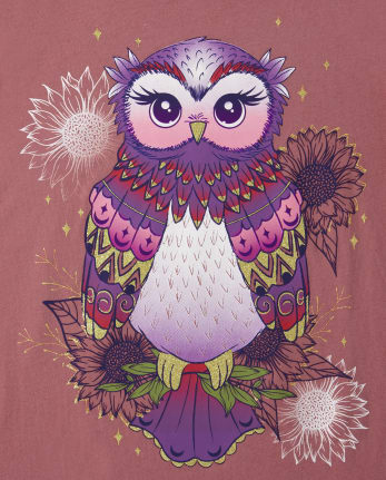 Camiseta con estampado de búho para niñas