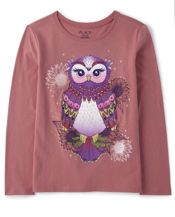 Camiseta con estampado de búho para niñas