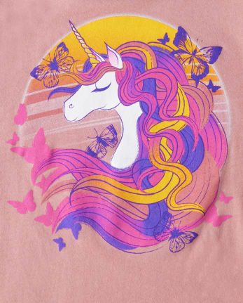 Girls Long Sleeve Unicorn Graphic Tee