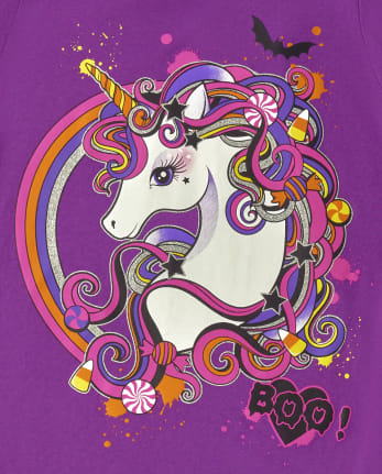 Camiseta con estampado de unicornio de Halloween para niñas