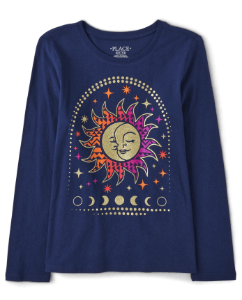 Camiseta con estampado de sol para niñas