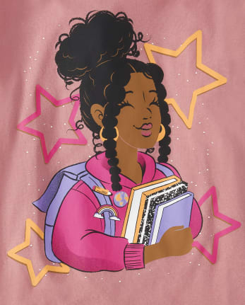 Pack de 2 camisetas con gráfico de libros para niñas