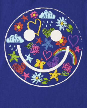 Camiseta con estampado de cara feliz para niñas