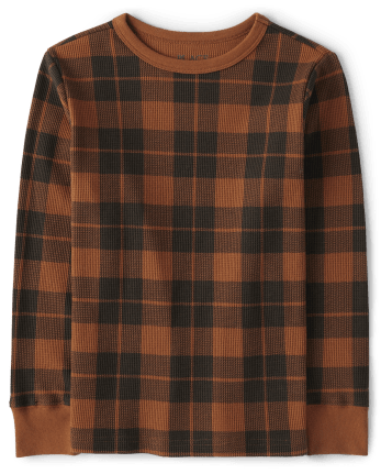 Boys Plaid Thermal Top